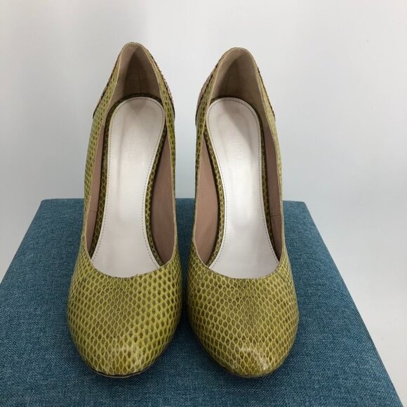 Chloe Yellow Orange/Brown Two-tone Snake Skin Elaphe Pumps size 11 - Picture 4 of 15